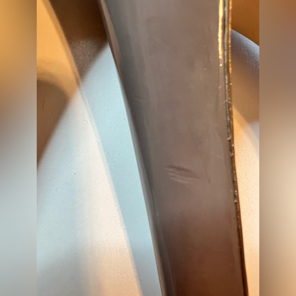 BCBGeneration Jaxx Patent Taupe Peep-Toe, Size 7 - 5” Chunky Heel 1” Platform. - Picture 8 of 10